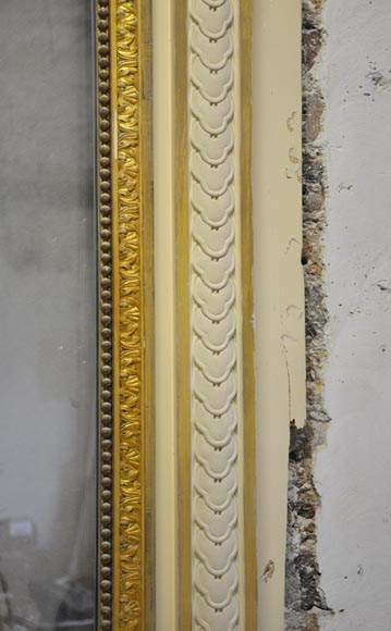 Large Louis XVI style fireplace in white Carrara marble with its cast iron insert and its overmantel mirror Large Louis XVI style fireplace in white Carrara marble with its cast iron insert and its overmantel mirror-14