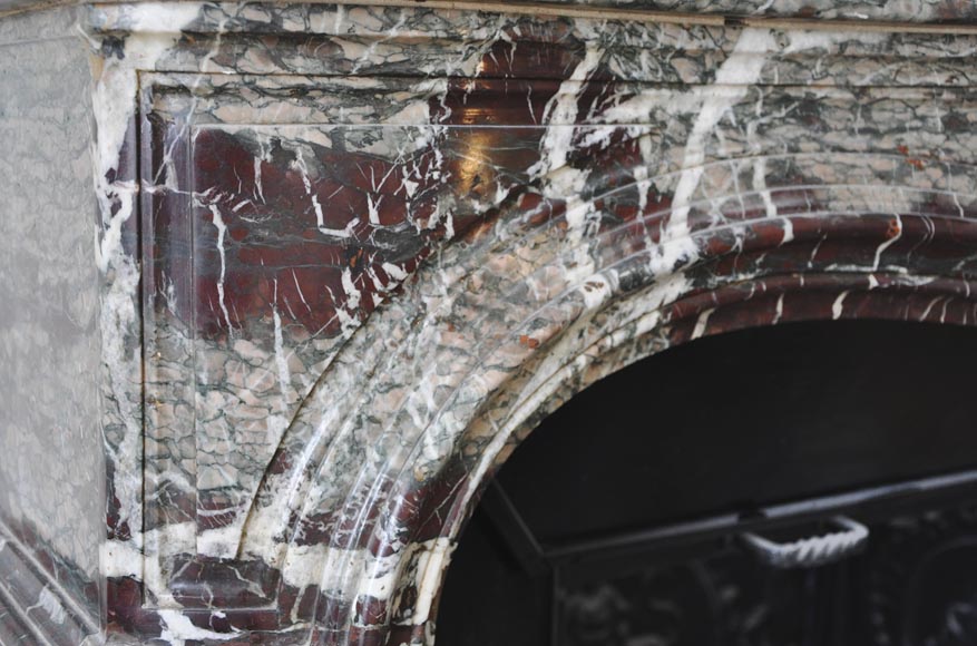 Beautiful antique Regence style fireplace in Campan Grand Melange marble, 19th c. Beautiful antique Regence style fireplace in Campan Grand Melange marble, 19th c.-5