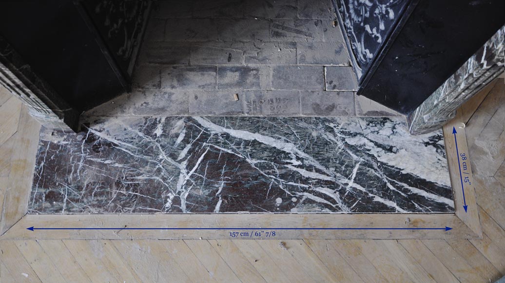 Beautiful antique Regence style fireplace in Campan Grand Melange marble, 19th c. Beautiful antique Regence style fireplace in Campan Grand Melange marble, 19th c.-13