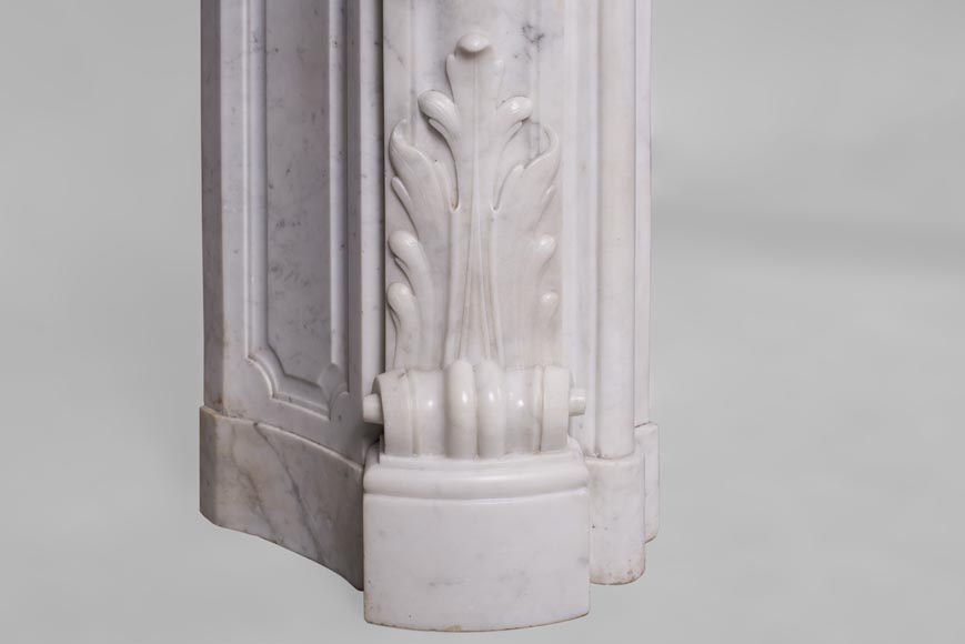 Beautiful antique Louis XV style fireplace with rich decor in white Carrara marble Beautiful antique Louis XV style fireplace with rich decor in white Carrara marble-6