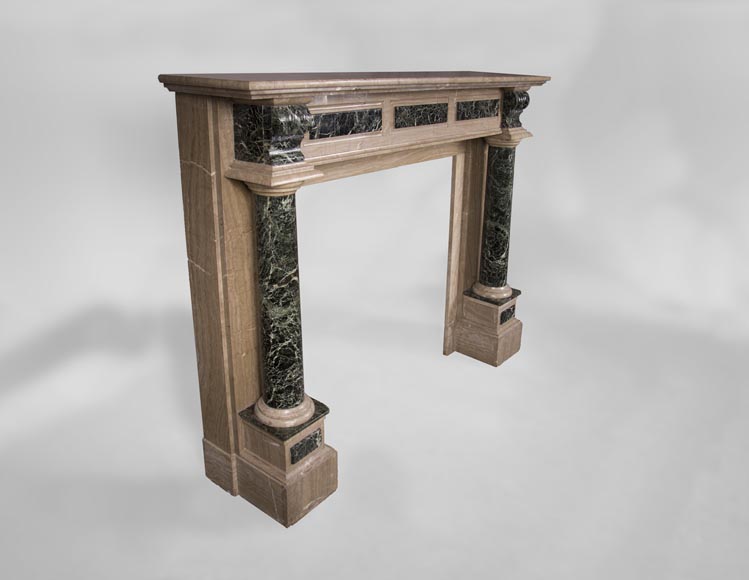 Antique Napoleon III style fireplace with columns in Sea Green marble Antique Napoleon III style fireplace with columns in Sea Green marble-2