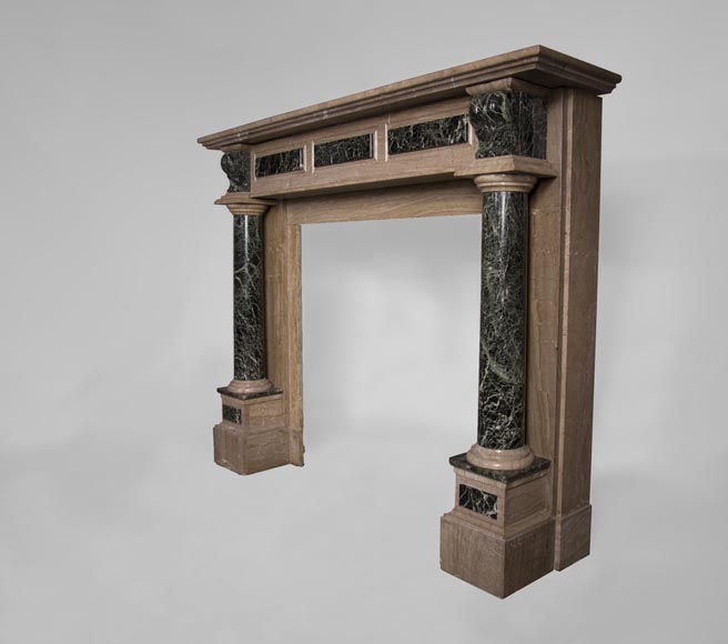 Antique Napoleon III style fireplace with columns in Sea Green marble Antique Napoleon III style fireplace with columns in Sea Green marble-6