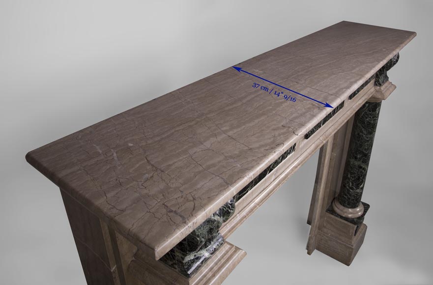 Antique Napoleon III style fireplace with columns in Sea Green marble Antique Napoleon III style fireplace with columns in Sea Green marble-9