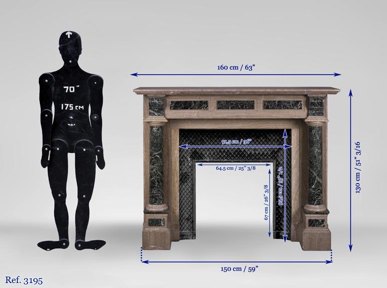 Antique Napoleon III style fireplace with columns in Sea Green marble Antique Napoleon III style fireplace with columns in Sea Green marble-10