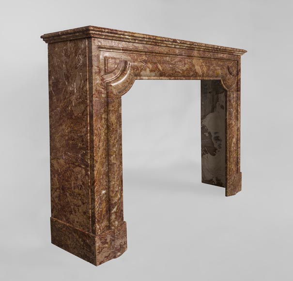 Antique Louis XIV style fireplace in Brèche marble Antique Louis XIV style fireplace in Brèche marble-2