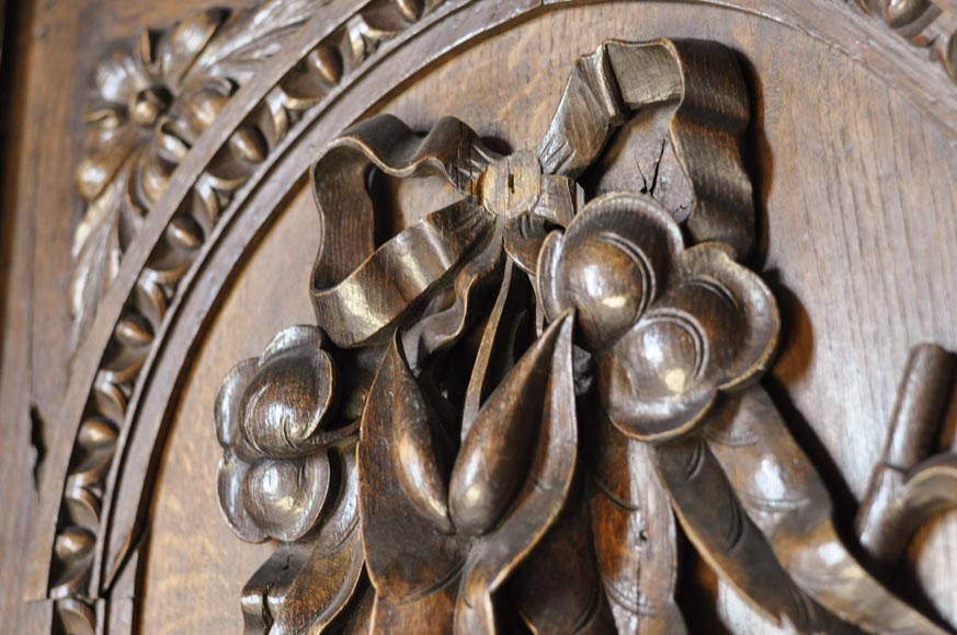 Large antique carved oak wood paneled room with hunting trophies and still lifes decor Large antique carved oak wood paneled room with hunting trophies and still lifes decor-13