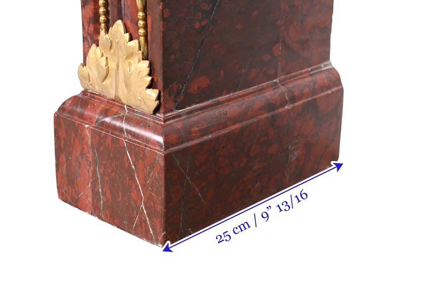 Empire Fireplace in Griotte Red Marble with Gilt Bronze-11