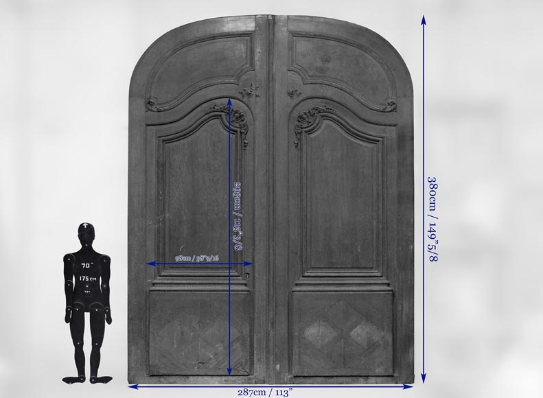 Important and rare door from an Haussmannian building in oakwood, late 19th century Important and rare door from an Haussmannian building in oakwood, late 19th century-11