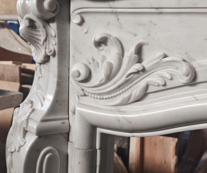 Richly decorated Louis XV style Carrara marble fireplace Richly decorated Louis XV style Carrara marble fireplace-7