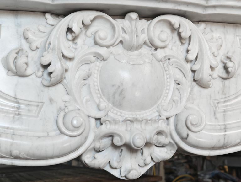 Highly sculpted Louis XV style fireplace in Carrara marble-2