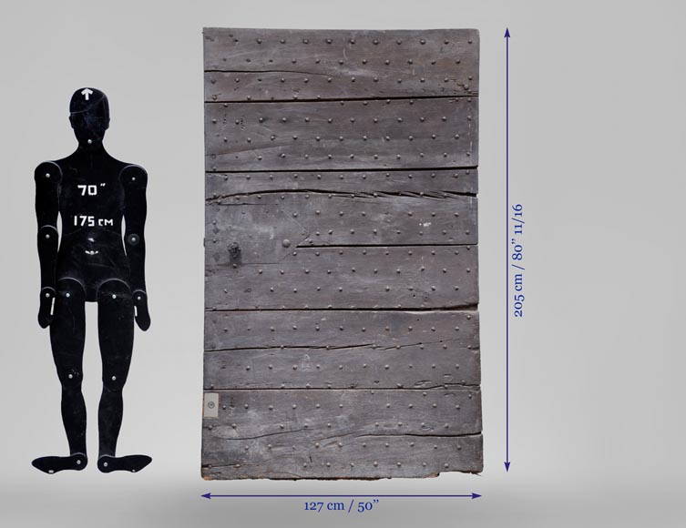 Rare antique door in oak wood with nails, 18th century Rare antique door in oak wood with nails, 18th century-14