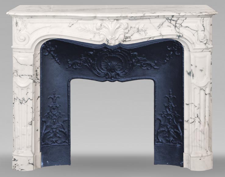 Louis XV style fireplace in Paonazzo marble decorated with a foliate shell Louis XV style fireplace in Paonazzo marble decorated with a foliate shell-0