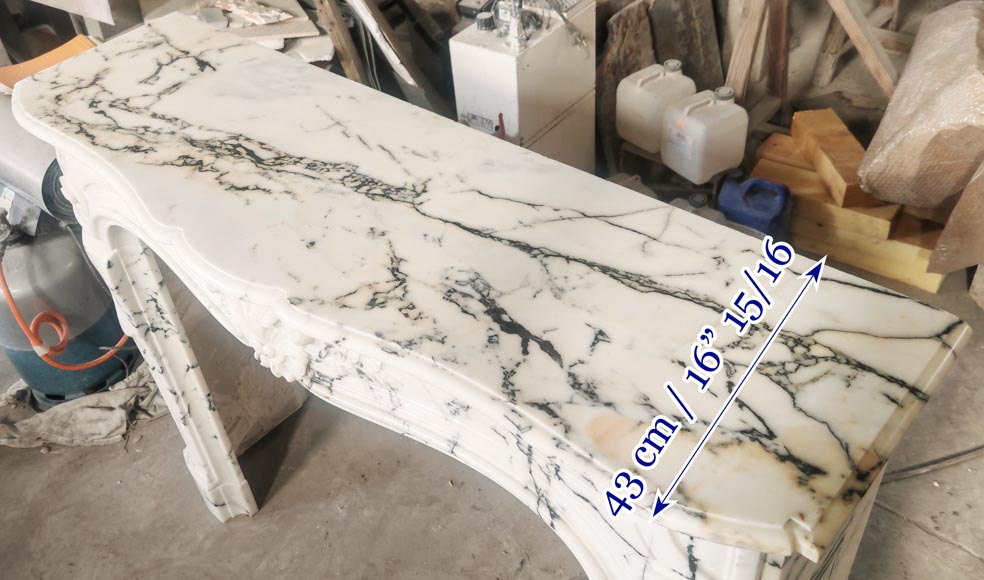 Louis XV style fireplace in Paonazzo marble decorated with a foliate shell Louis XV style fireplace in Paonazzo marble decorated with a foliate shell-11