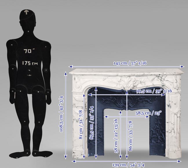 Louis XV style fireplace in Paonazzo marble decorated with a foliate shell Louis XV style fireplace in Paonazzo marble decorated with a foliate shell-12