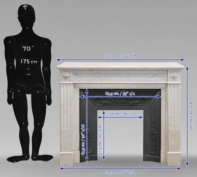 Louis XVI mantel in Carrara marble Louis XVI mantel in Carrara marble-9