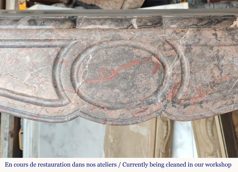 Louis XV style Pompadour mantel carved in Bois Jourdan marble Louis XV style Pompadour mantel carved in Bois Jourdan marble-1