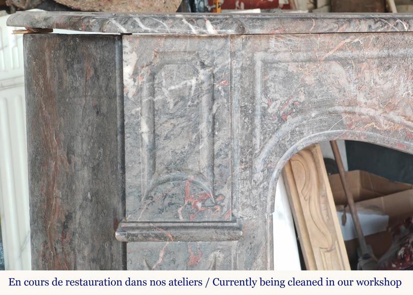 Louis XV style Pompadour mantel carved in Bois Jourdan marble Louis XV style Pompadour mantel carved in Bois Jourdan marble-3