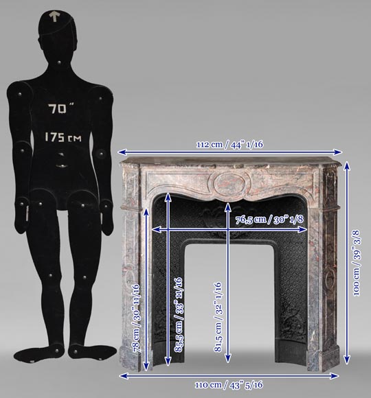 Louis XV style Pompadour mantel carved in Bois Jourdan marble Louis XV style Pompadour mantel carved in Bois Jourdan marble-9