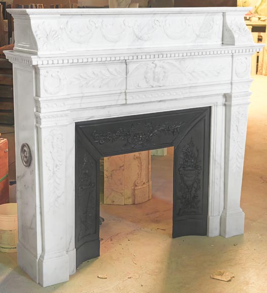 Empire-style fireplace in semi-statuary marble Empire-style fireplace in semi-statuary marble-3