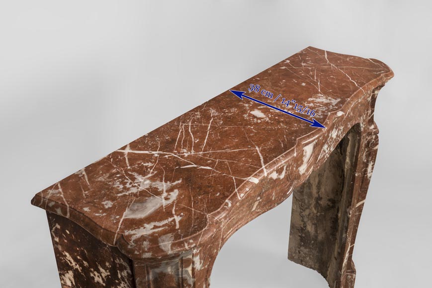 An antique Louis XV style fireplace, Pompadour model, made out of Rouge du Nord marble An antique Louis XV style fireplace, Pompadour model, made out of Rouge du Nord marble-10