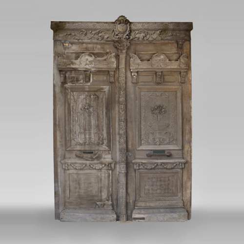 Big Napoleon III style double door made of carved wood