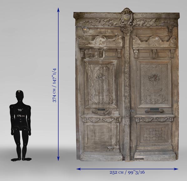 Big Napoleon III style double door made of carved wood Big Napoleon III style double door made of carved wood-9