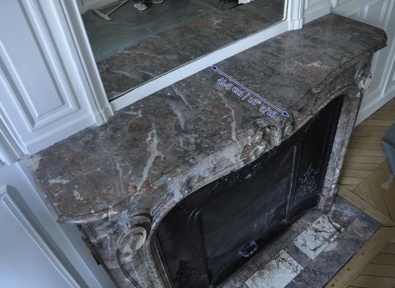 Antique Louis XV style fireplace in Red from the North marble with shell Antique Louis XV style fireplace in Red from the North marble with shell-9
