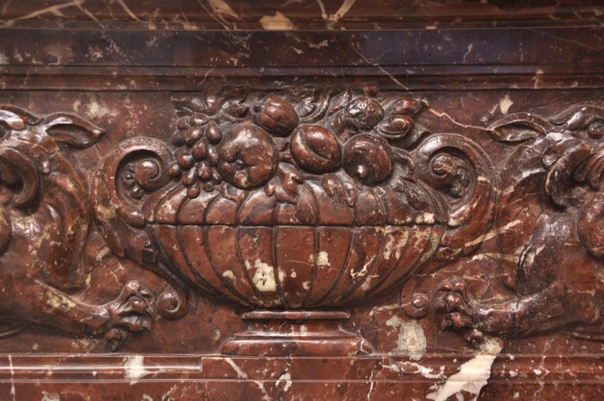 Antique Napoleon III style fireplace with salomonic columns made of Red Marble and Black Marquina Marble Antique Napoleon III style fireplace with salomonic columns made of Red Marble and Black Marquina Marble-2