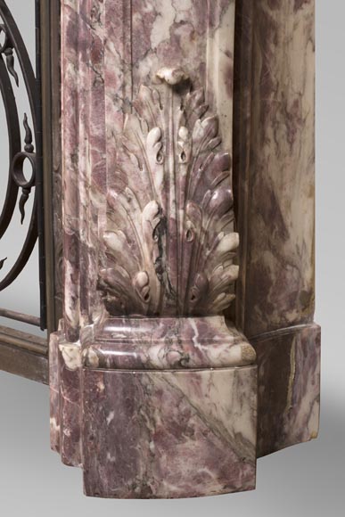 Very beautiful antique Louis XV style opulent fireplace made out of Fleur de Pêcher marble Very beautiful antique Louis XV style opulent fireplace made out of Fleur de Pêcher marble-12
