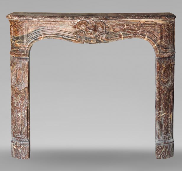 Louis XV period mantel in Rouge Royal marble adorned with a shell Louis XV period mantel in Rouge Royal marble adorned with a shell-0