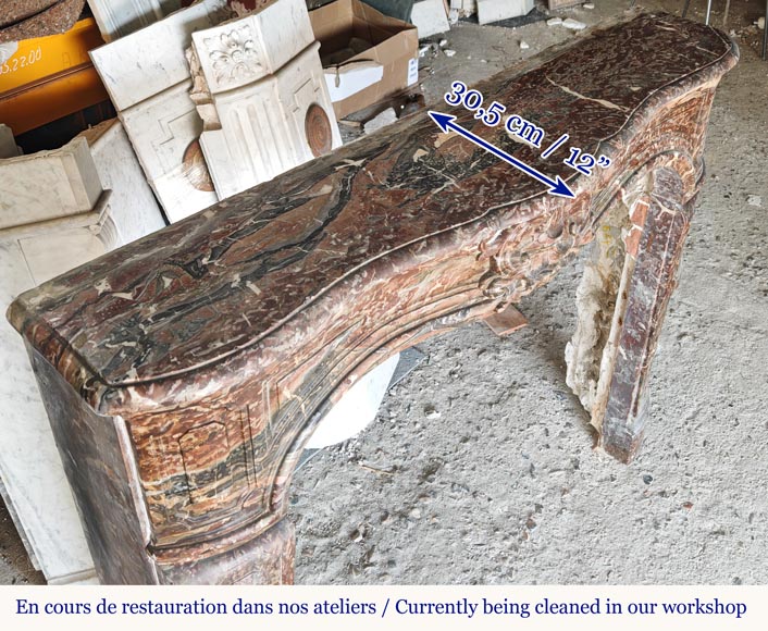 Louis XV period mantel in Rouge Royal marble adorned with a shell Louis XV period mantel in Rouge Royal marble adorned with a shell-9