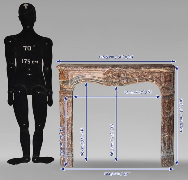 Louis XV period mantel in Rouge Royal marble adorned with a shell Louis XV period mantel in Rouge Royal marble adorned with a shell-10