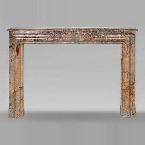 Louis XIV style Sarrancolin marble mantelpiece with roll molding