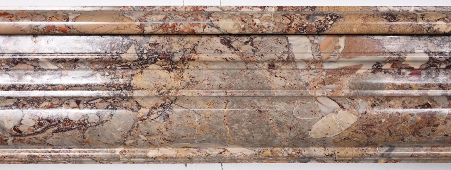 Louis XIV style Sarrancolin marble mantelpiece with roll molding Louis XIV style Sarrancolin marble mantelpiece with roll molding-1