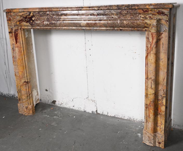 Louis XIV style Sarrancolin marble mantelpiece with roll molding Louis XIV style Sarrancolin marble mantelpiece with roll molding-5