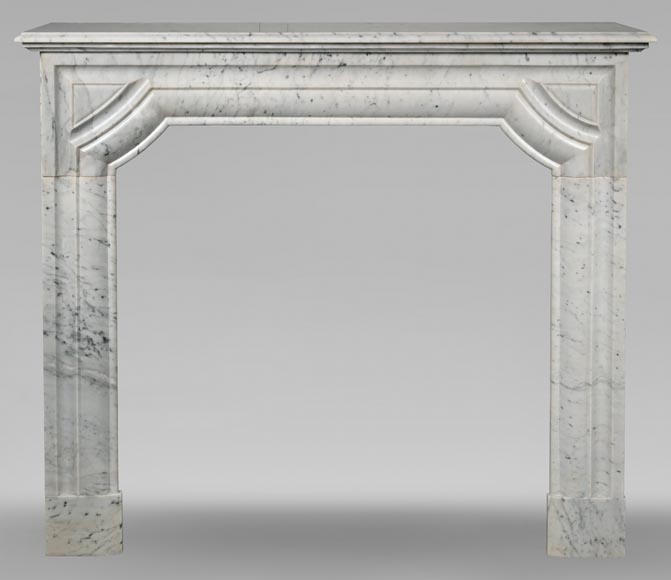 Louis XIV style mantel in speckled Carrara marble Louis XIV style mantel in speckled Carrara marble-0