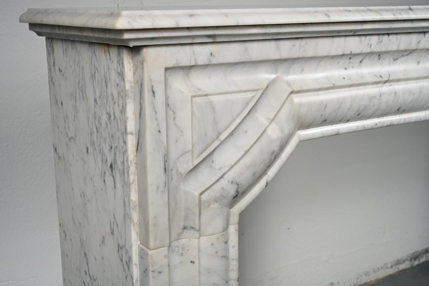 Louis XIV style mantel in speckled Carrara marble Louis XIV style mantel in speckled Carrara marble-4