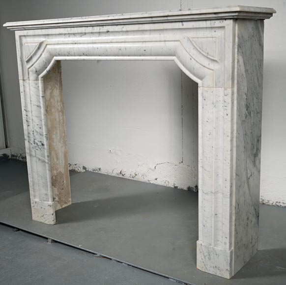 Louis XIV style mantel in speckled Carrara marble Louis XIV style mantel in speckled Carrara marble-6