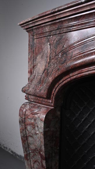 Regence style mantel in veined red marble Regence style mantel in veined red marble-4