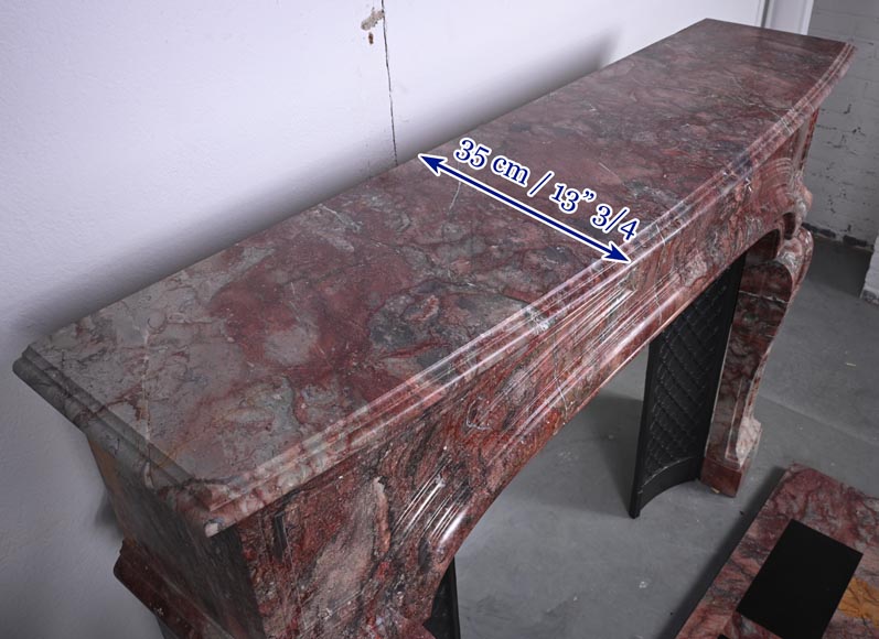 Regence style mantel in veined red marble Regence style mantel in veined red marble-10