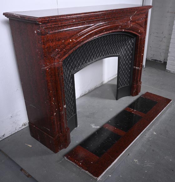 Louis XIV style Bolection mantel carved in Griotte marble Louis XIV style Bolection mantel carved in Griotte marble-2