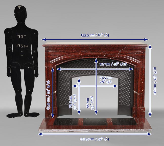 Louis XIV style Bolection mantel carved in Griotte marble Louis XIV style Bolection mantel carved in Griotte marble-10