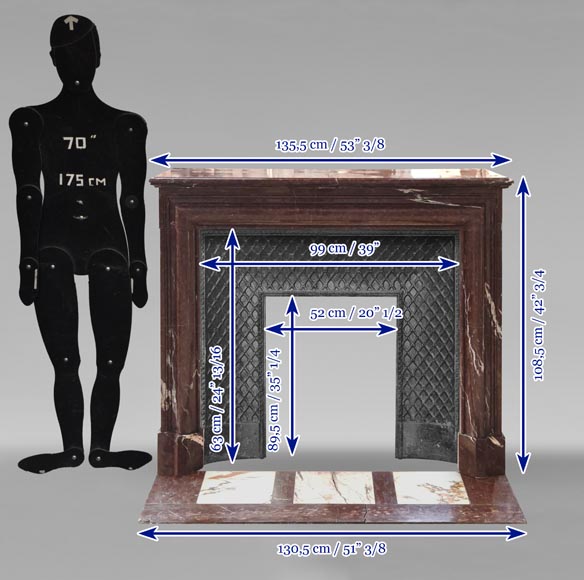 Louis XIV style Bolection mantel in Rouge Griotte marble Louis XIV style Bolection mantel in Rouge Griotte marble-9