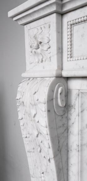 Louis XVI style fireplace in Carrara marble, decorated with acanthus leaves Louis XVI style fireplace in Carrara marble, decorated with acanthus leaves-5