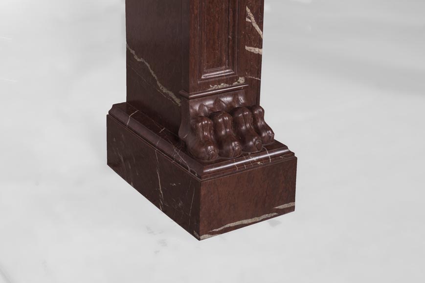 Antique Napoleon III style fireplace made out of Rouge Griotte marble with lion’s paws and Acanthus leaves Antique Napoleon III style fireplace made out of Rouge Griotte marble with lion’s paws and Acanthus leaves-5