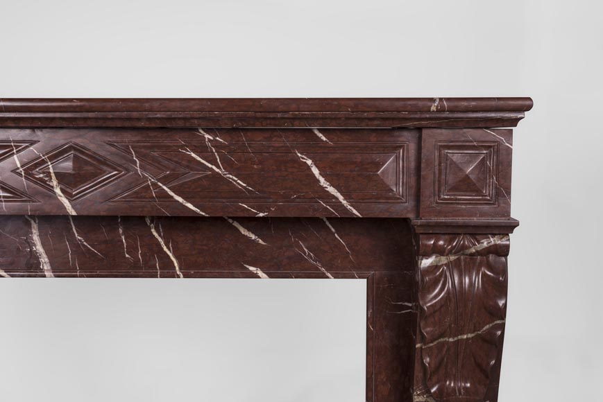 Antique Napoleon III style fireplace made out of Rouge Griotte marble with lion’s paws and Acanthus leaves Antique Napoleon III style fireplace made out of Rouge Griotte marble with lion’s paws and Acanthus leaves-7