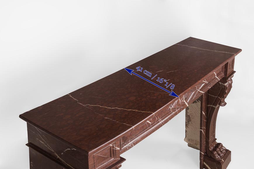 Antique Napoleon III style fireplace made out of Rouge Griotte marble with lion’s paws and Acanthus leaves Antique Napoleon III style fireplace made out of Rouge Griotte marble with lion’s paws and Acanthus leaves-10