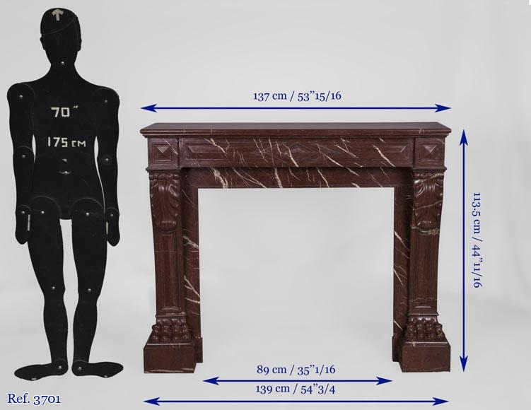 Antique Napoleon III style fireplace made out of Rouge Griotte marble with lion’s paws and Acanthus leaves Antique Napoleon III style fireplace made out of Rouge Griotte marble with lion’s paws and Acanthus leaves-11