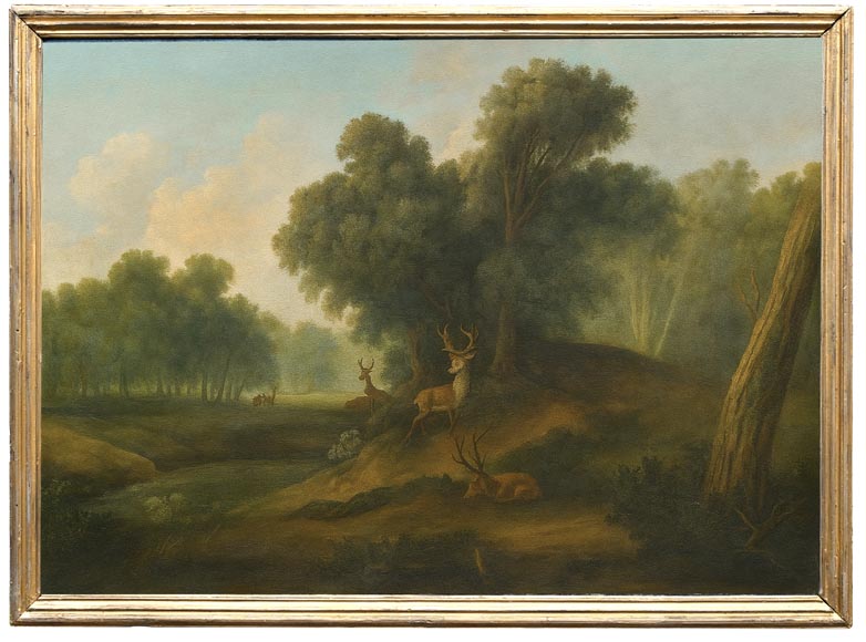 Oak panelling painted with ten pictures of hunting scenes by A. Chaintieuil in a house in central France, 1827 Oak panelling painted with ten pictures of hunting scenes by A. Chaintieuil in a house in central France, 1827-6