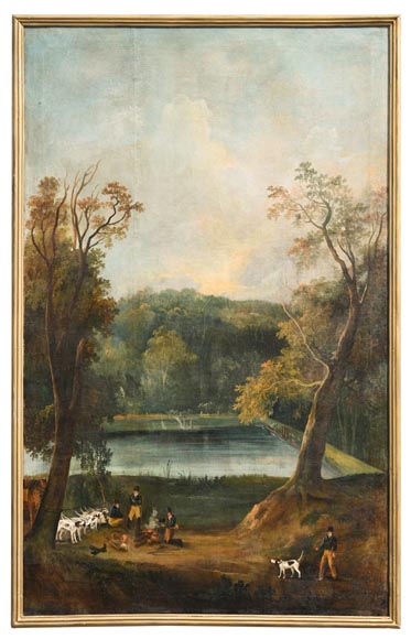 Oak panelling painted with ten pictures of hunting scenes by A. Chaintieuil in a house in central France, 1827 Oak panelling painted with ten pictures of hunting scenes by A. Chaintieuil in a house in central France, 1827-9